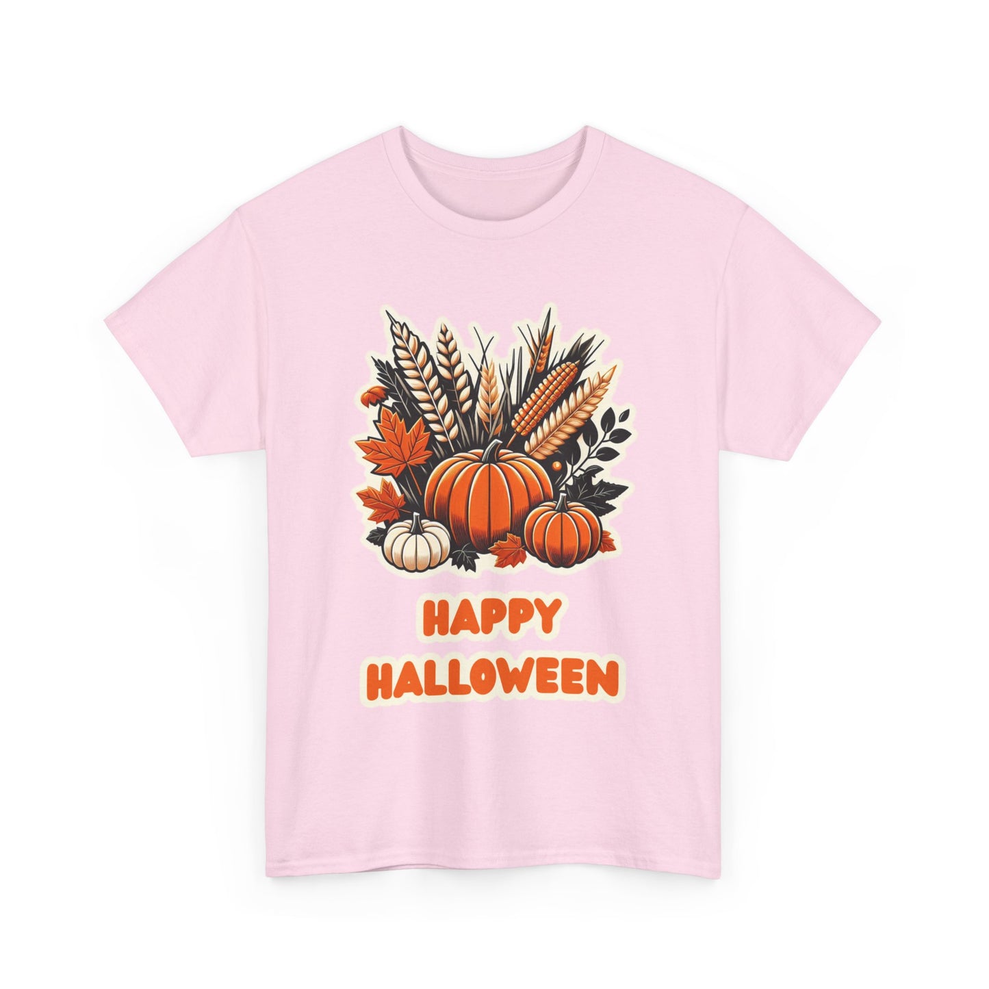 Pumpkin and Wheat Halloween Unisex Heavy Cotton Tee