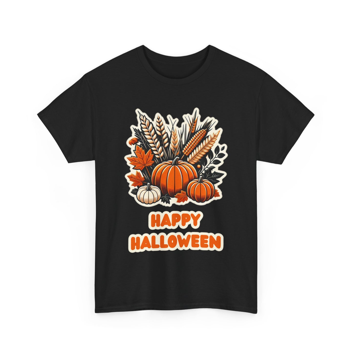 Pumpkin and Wheat Halloween Unisex Heavy Cotton Tee