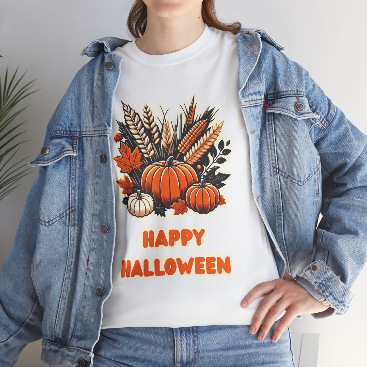 Pumpkin and Wheat Halloween Unisex Heavy Cotton Tee