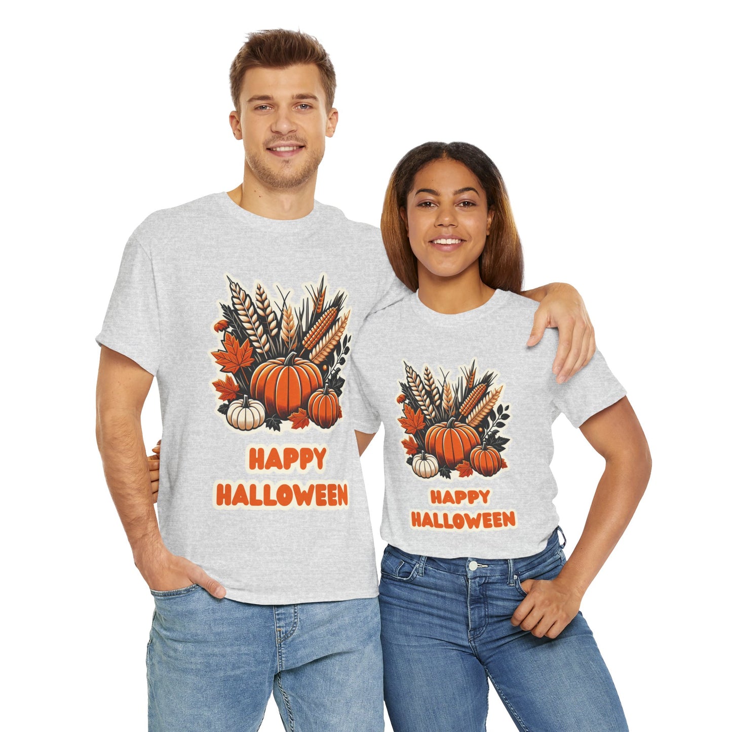 Pumpkin and Wheat Halloween Unisex Heavy Cotton Tee