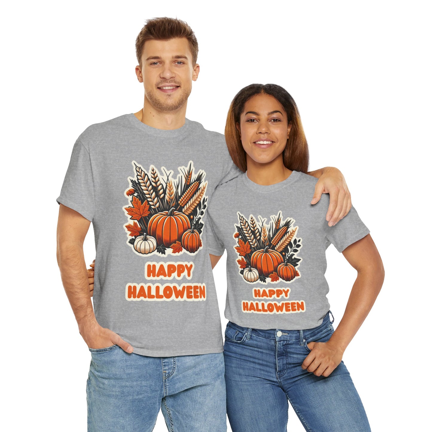 Pumpkin and Wheat Halloween Unisex Heavy Cotton Tee