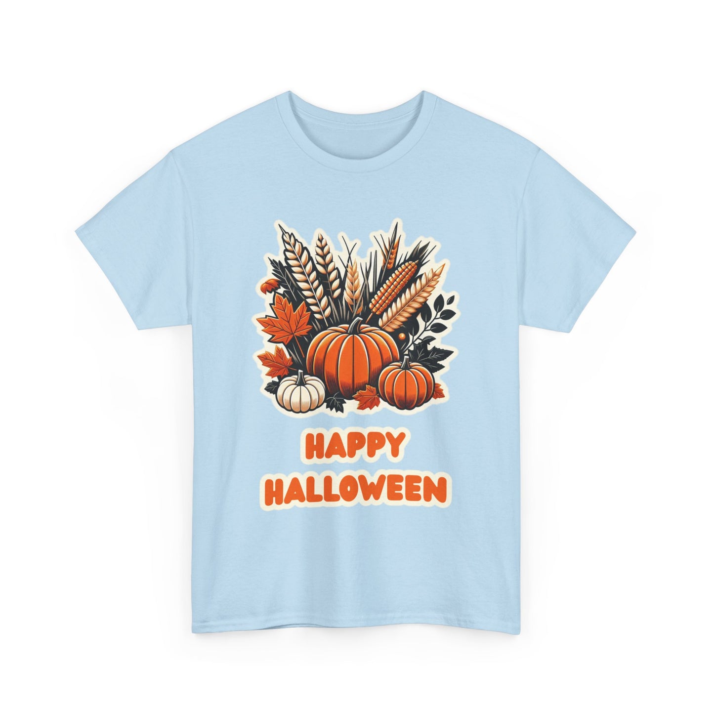 Pumpkin and Wheat Halloween Unisex Heavy Cotton Tee