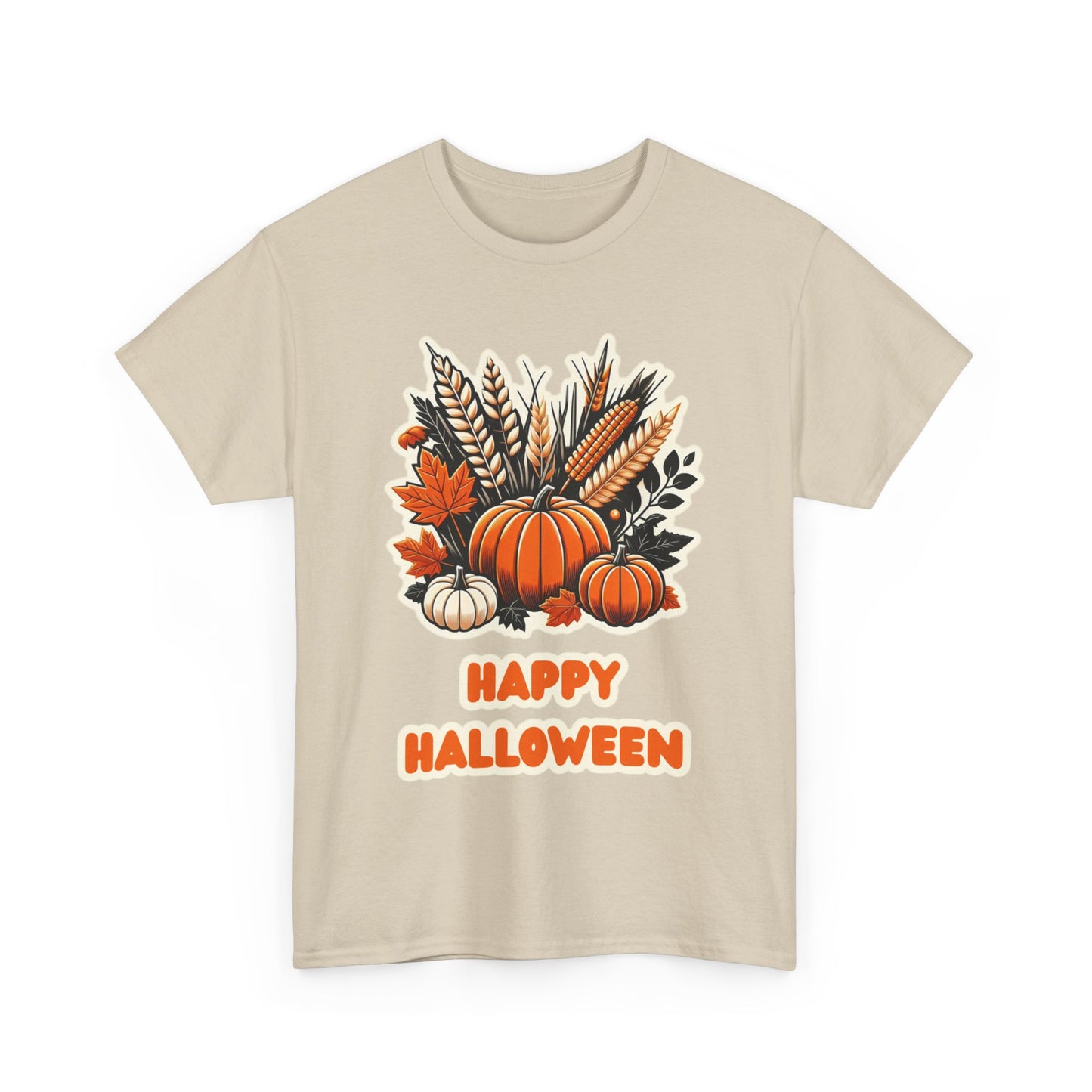 Pumpkin and Wheat Halloween Unisex Heavy Cotton Tee