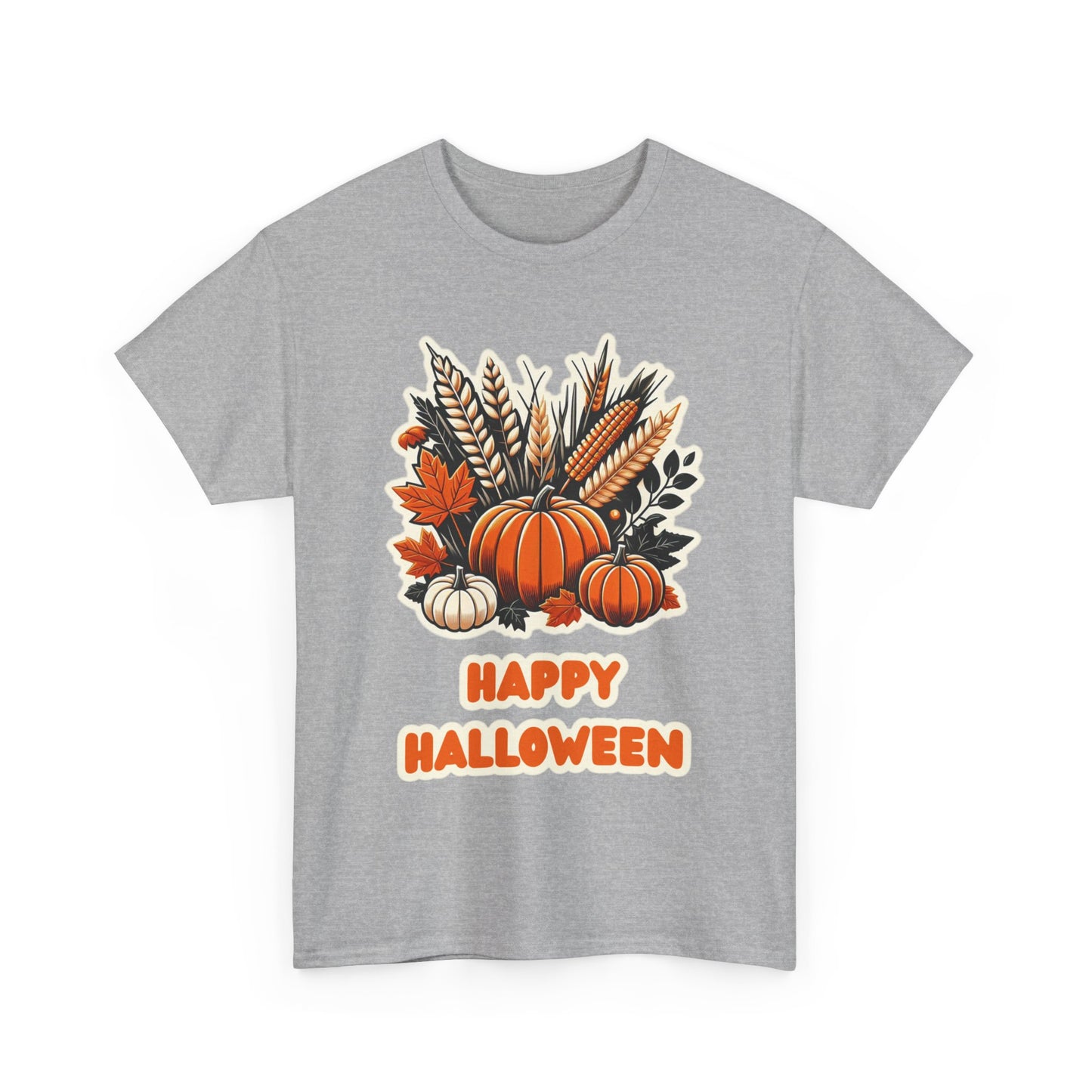 Pumpkin and Wheat Halloween Unisex Heavy Cotton Tee