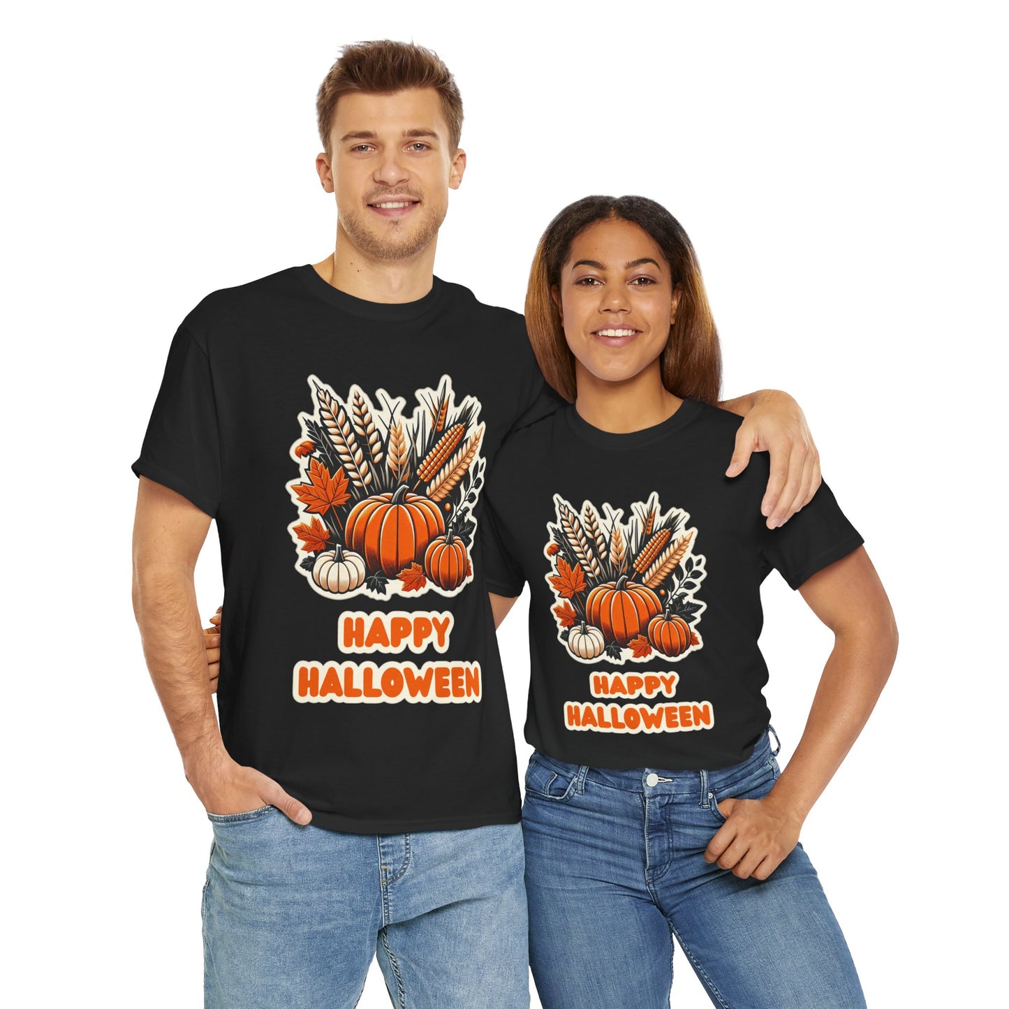 Pumpkin and Wheat Halloween Unisex Heavy Cotton Tee