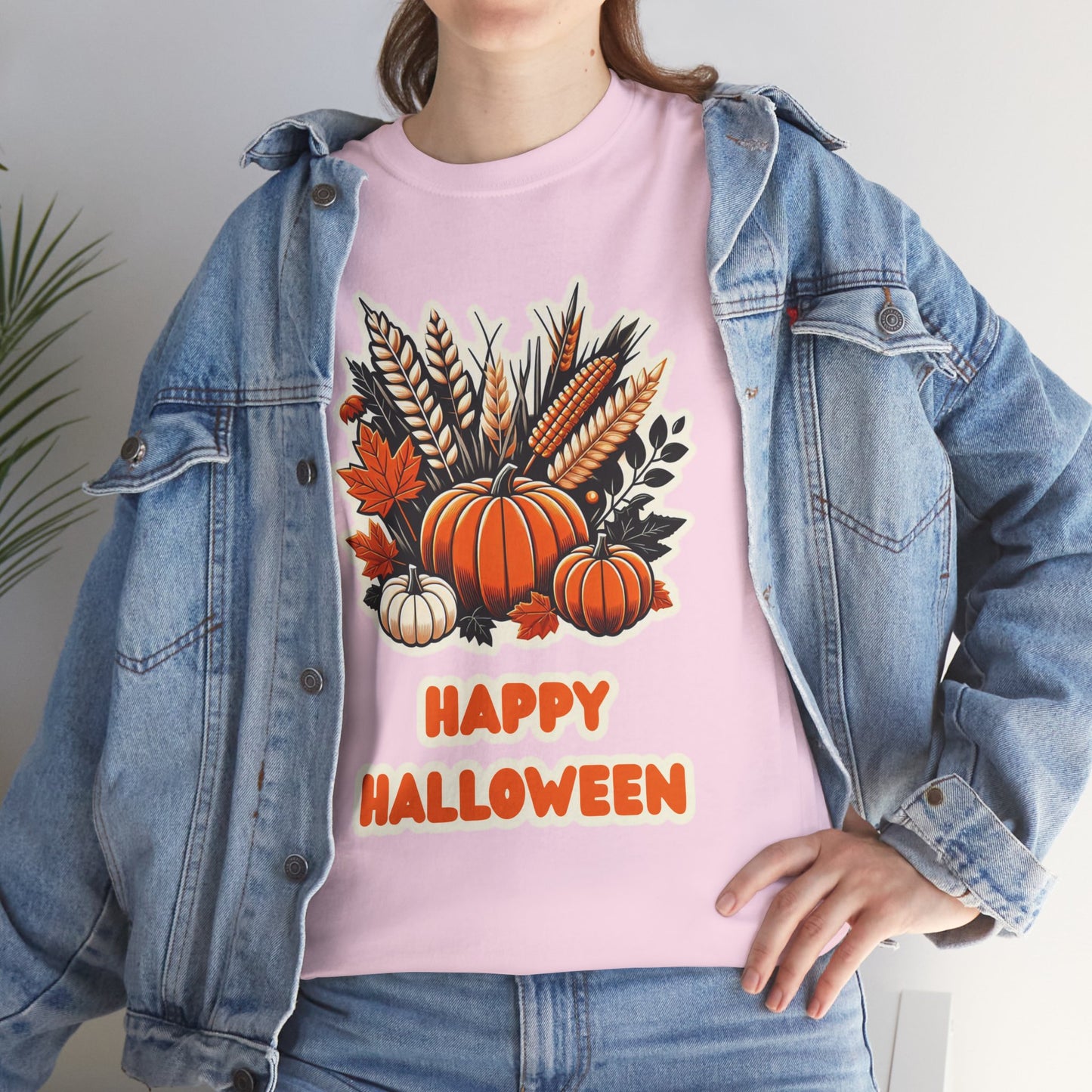 Pumpkin and Wheat Halloween Unisex Heavy Cotton Tee