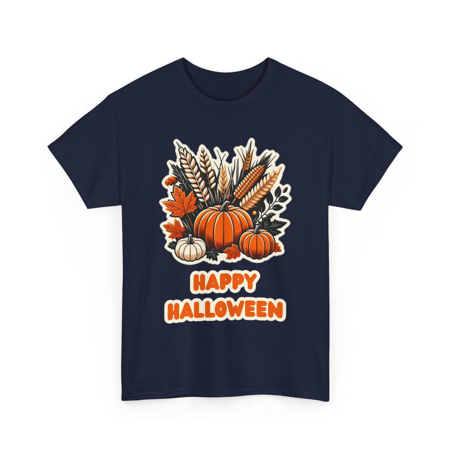 Pumpkin and Wheat Halloween Unisex Heavy Cotton Tee