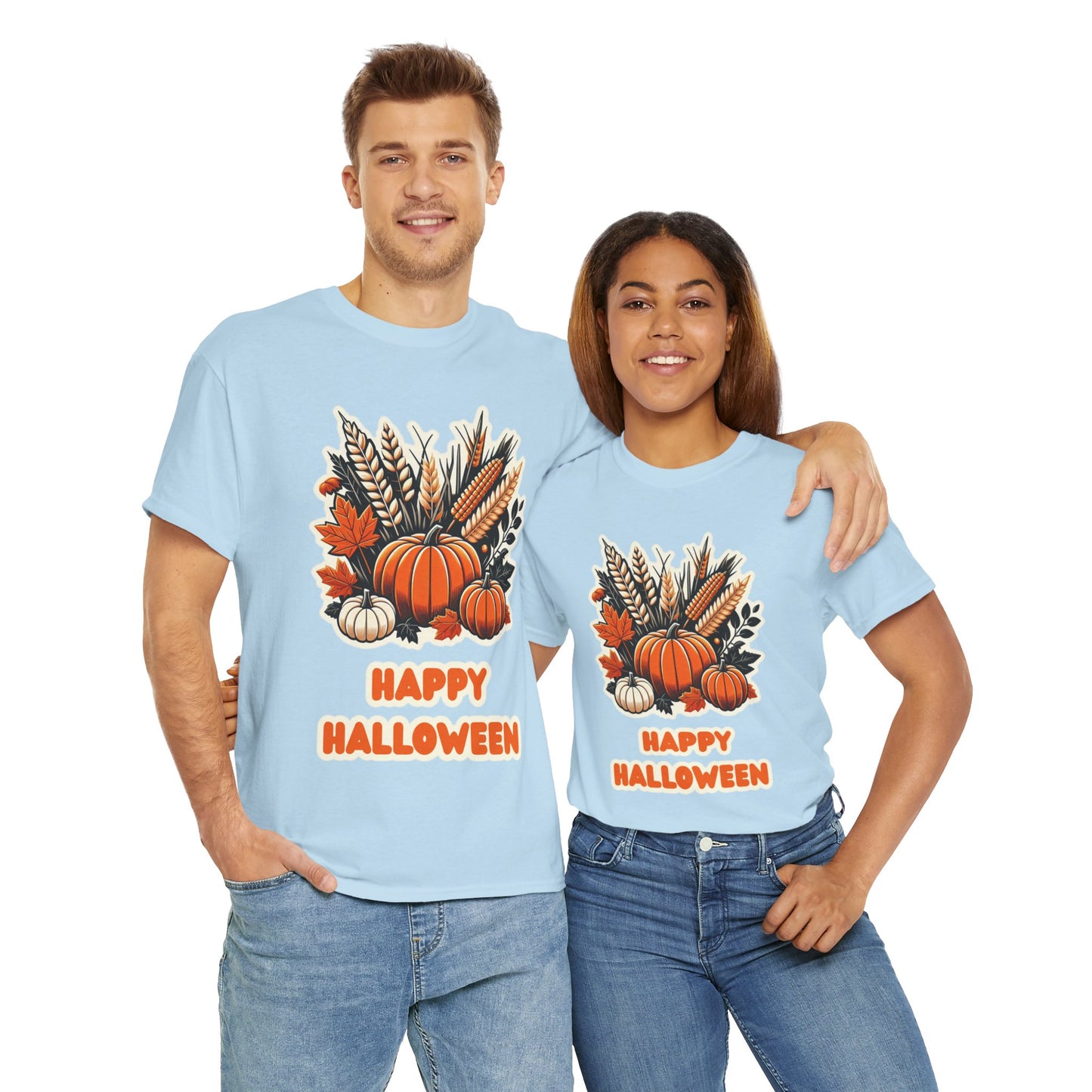 Pumpkin and Wheat Halloween Unisex Heavy Cotton Tee