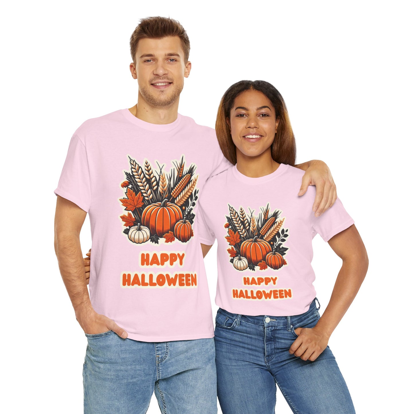 Pumpkin and Wheat Halloween Unisex Heavy Cotton Tee