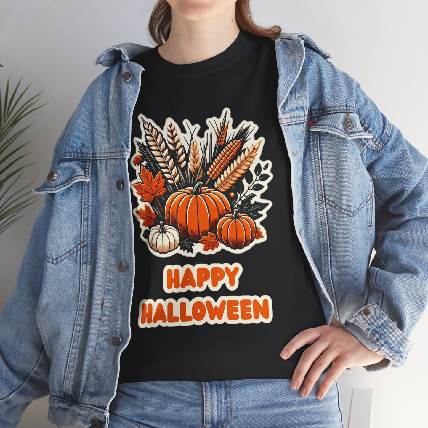 Pumpkin and Wheat Halloween Unisex Heavy Cotton Tee