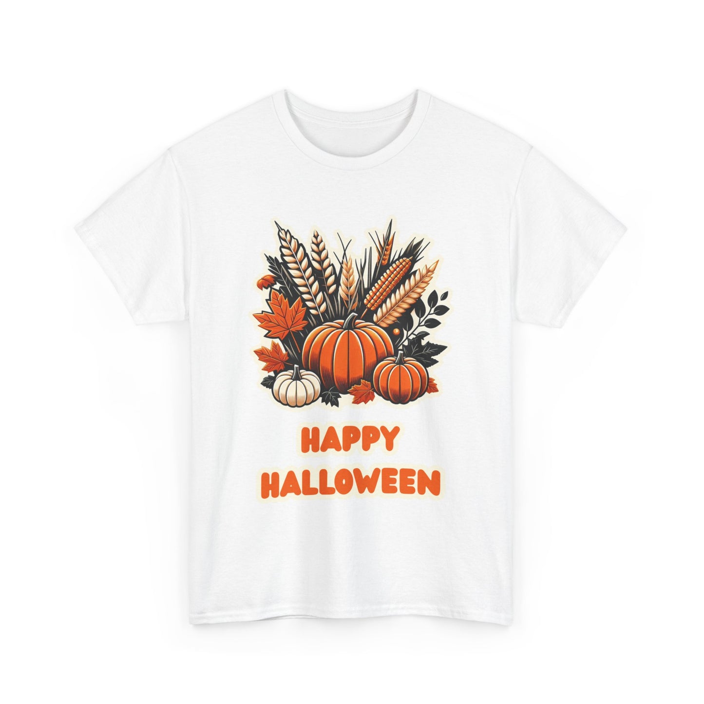 Pumpkin and Wheat Halloween Unisex Heavy Cotton Tee