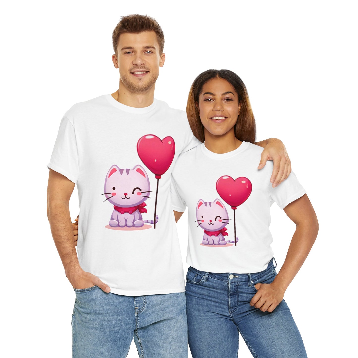 Kitten with heart Unisex Heavy Cotton Tee