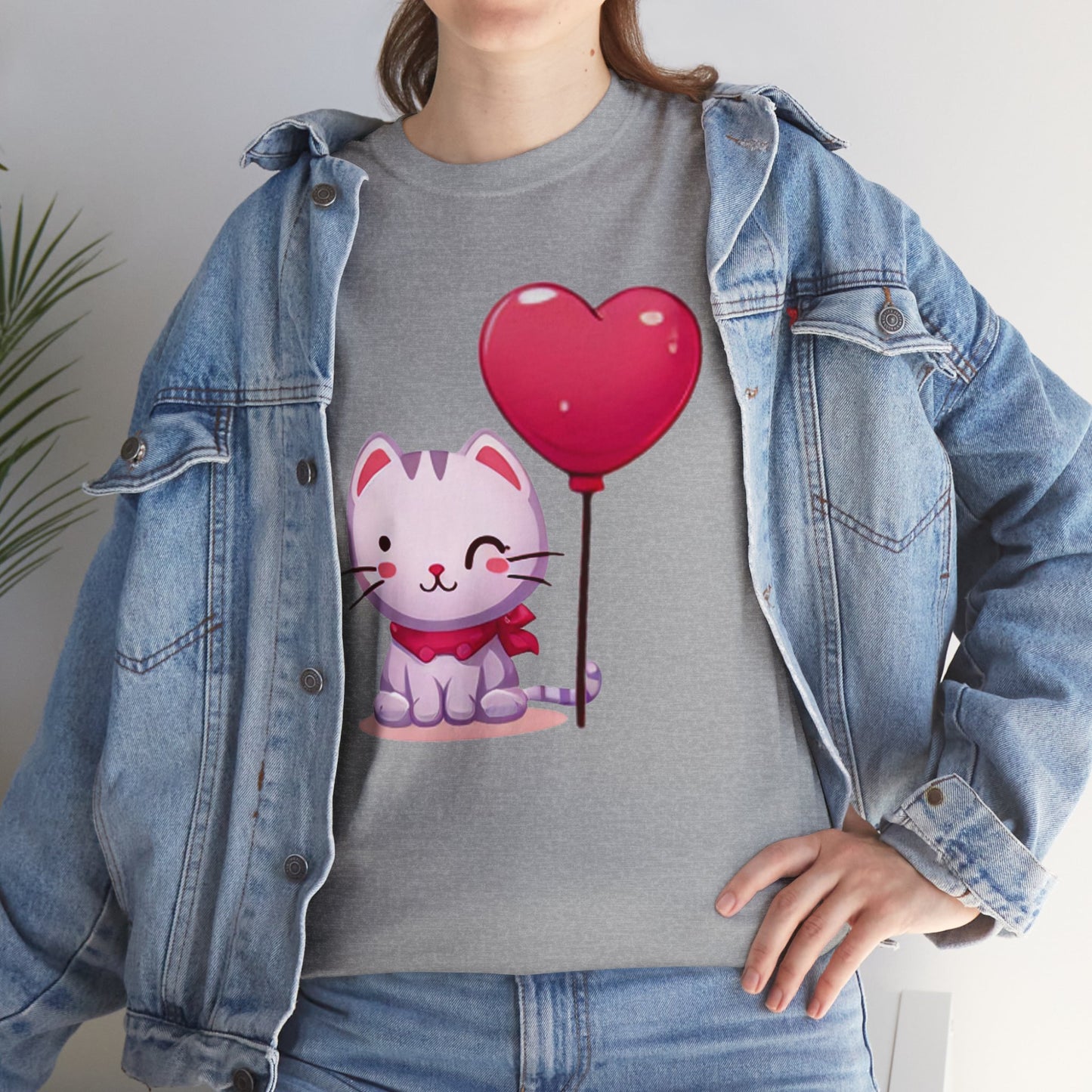 Kitten with heart Unisex Heavy Cotton Tee