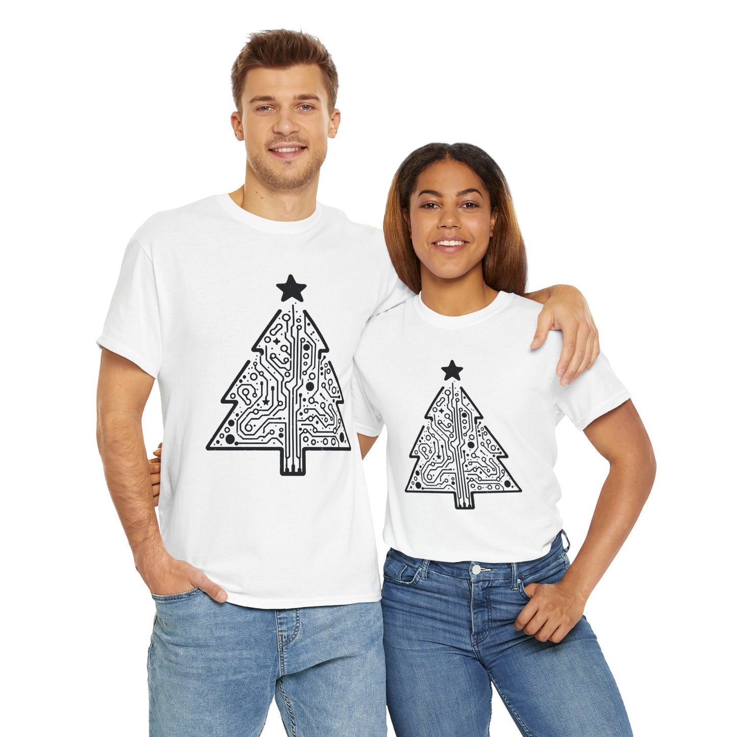 Christmas Tree Trace Unisex Heavy Cotton Tee