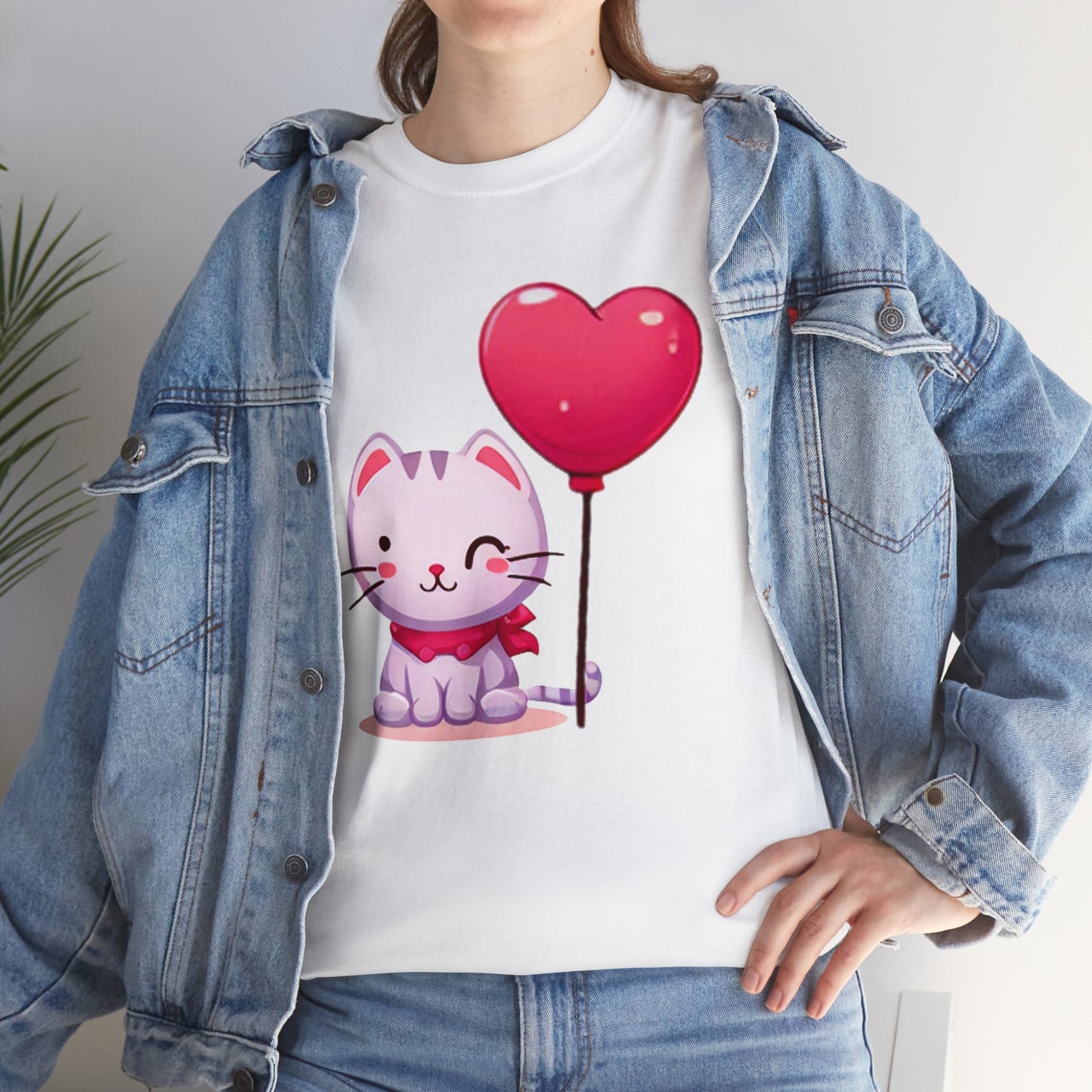 Kitten with heart Unisex Heavy Cotton Tee