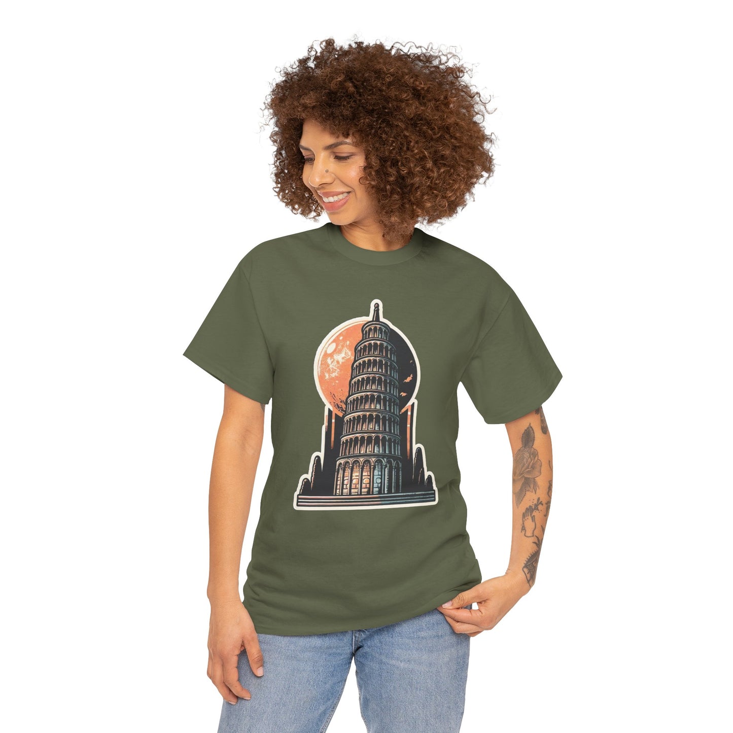 Tower Of Pisa Unisex Heavy Cotton Tee