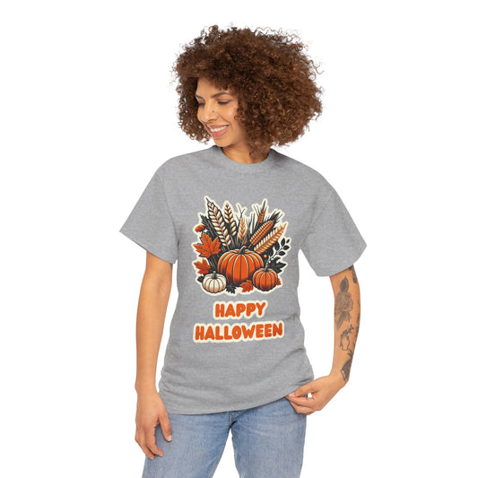 Pumpkin and Wheat Halloween Unisex Heavy Cotton Tee