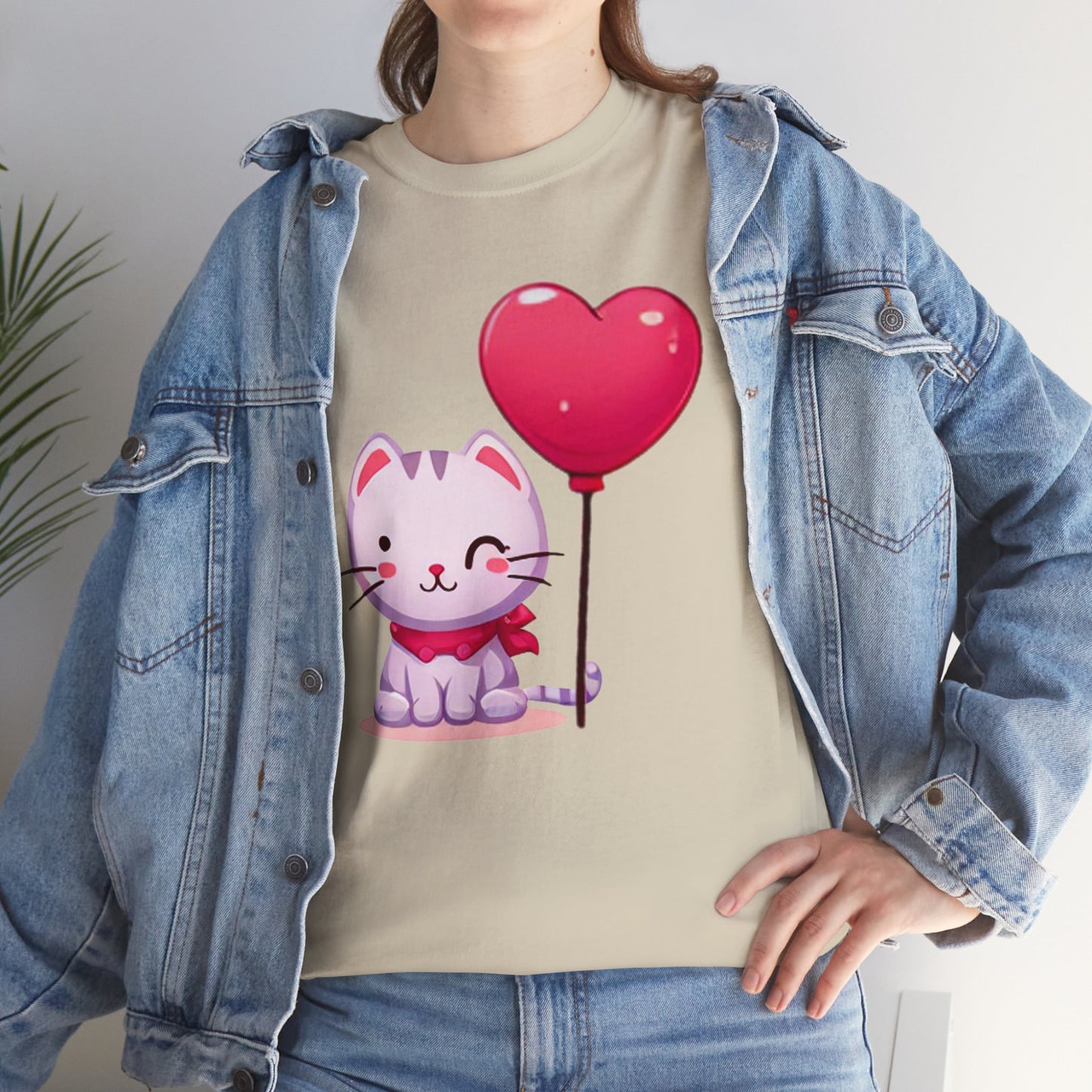 Kitten with heart Unisex Heavy Cotton Tee