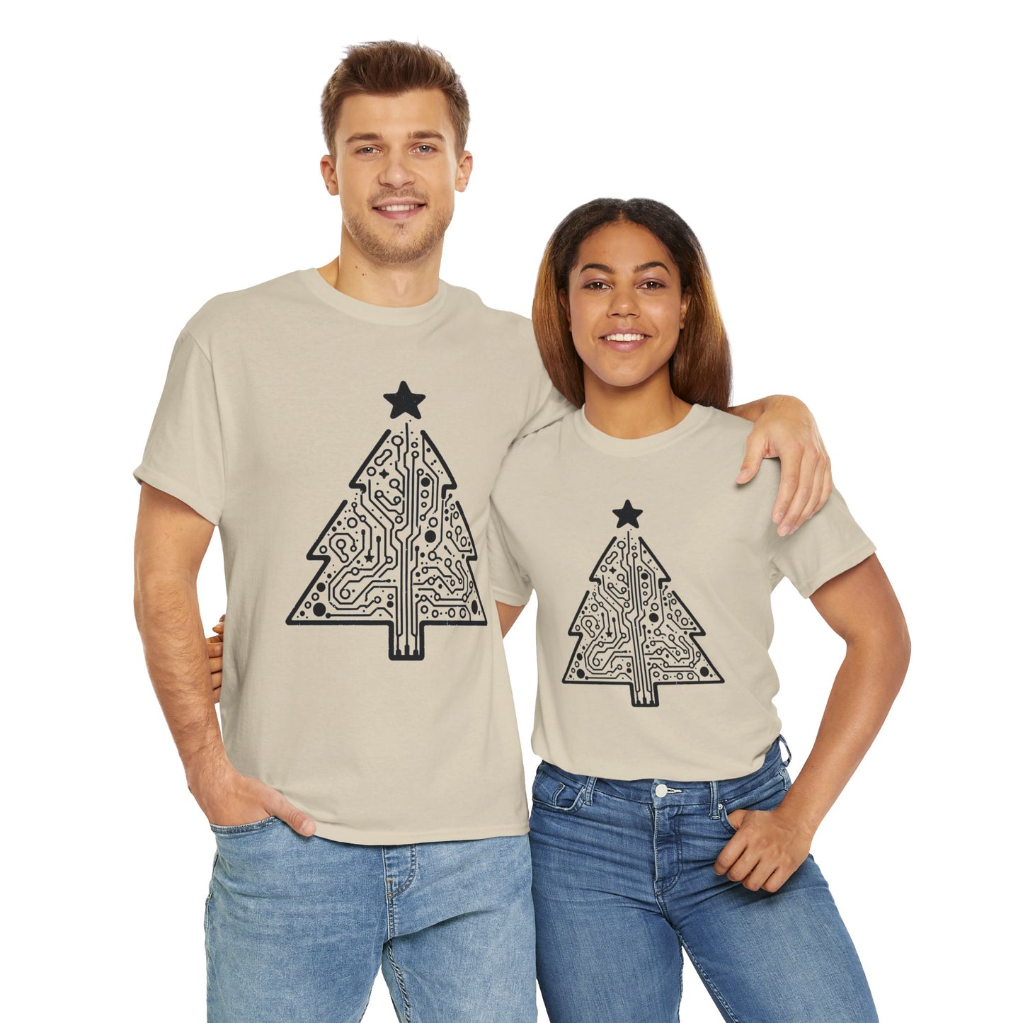 Christmas Tree Trace Unisex Heavy Cotton Tee